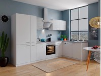 Respekta Kuchyně Malia L beton/bílá 310 cm-skl.d./šik.digestoř/myčka/lednice(2)