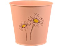 Květináč na bylinky lakovaný s potiskem, lososový, zinkový, 14,6 x 16 cm