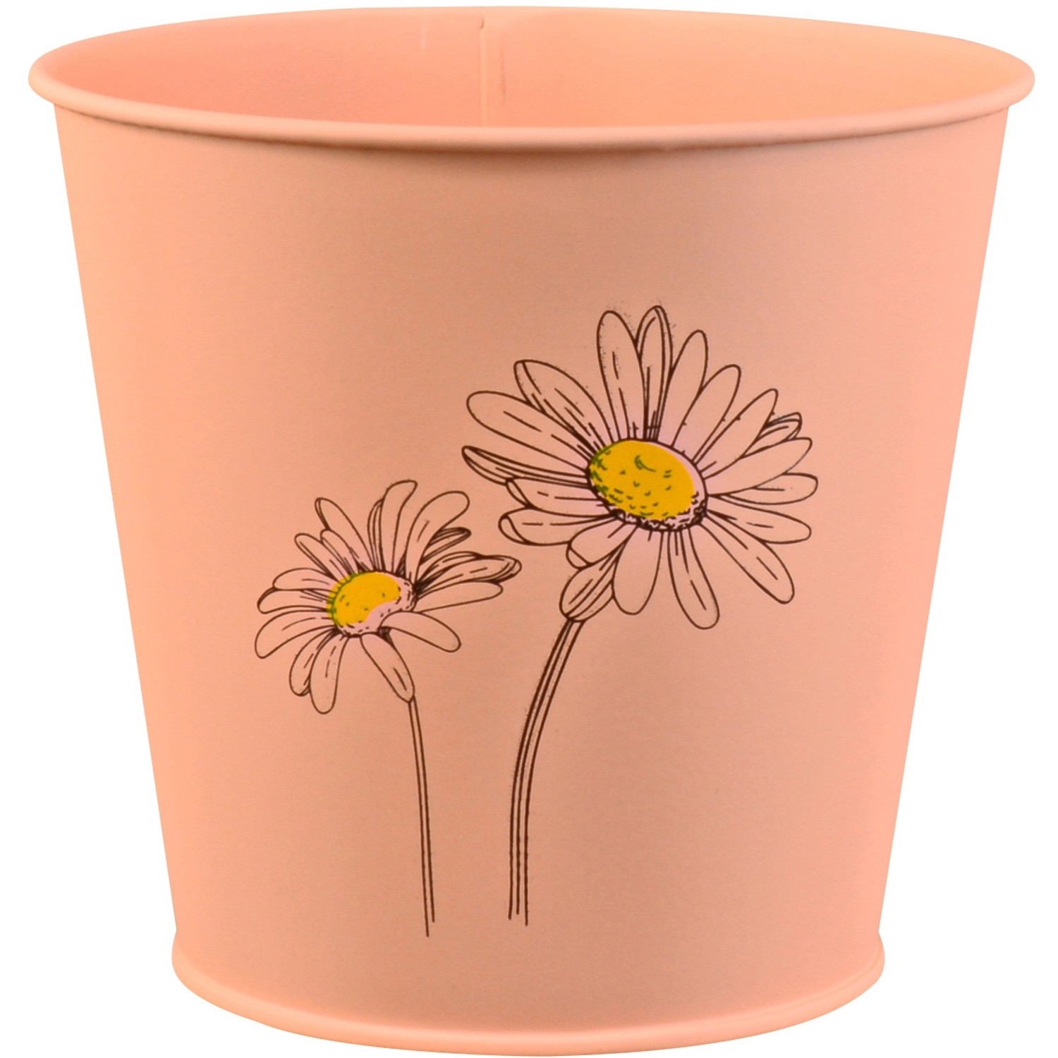 Květináč na bylinky lakovaný s potiskem, lososový, zinkový, 14,6 x 16 cm