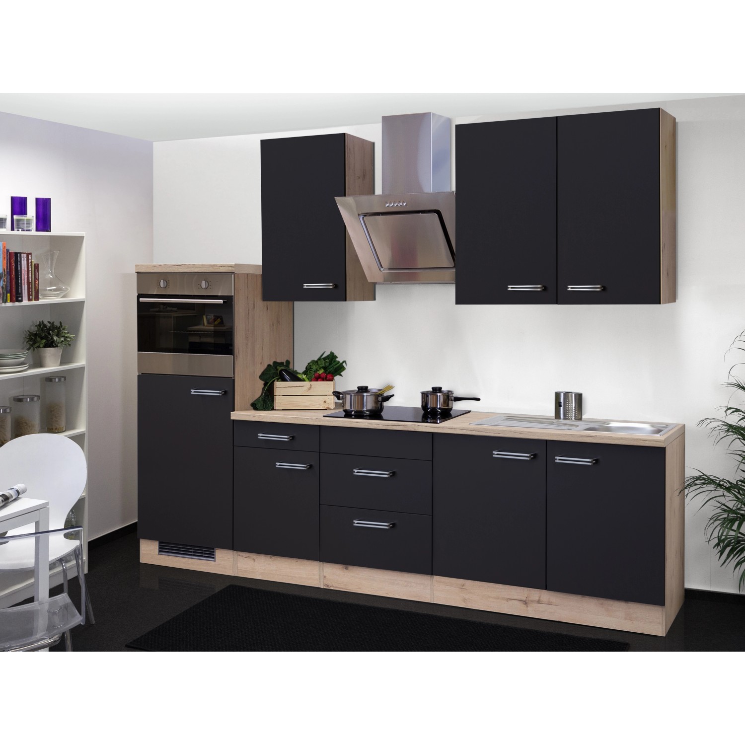 Flex-Well Kuchyně Lara 220 cm/typ 2 - lednice/trouba/varná deska/digestoř