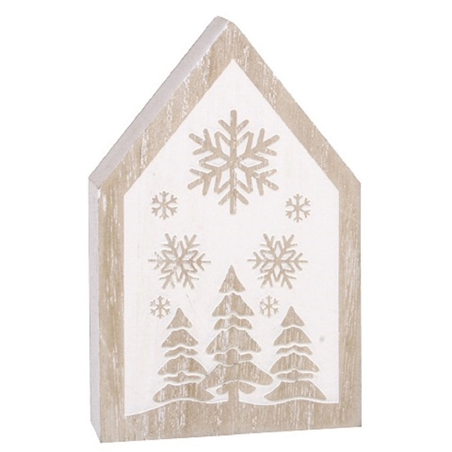 Domek s bílým potiskem dřevěný na postavení 7,5 x 12 x 2 cm Anděl Přerov s.r.o.