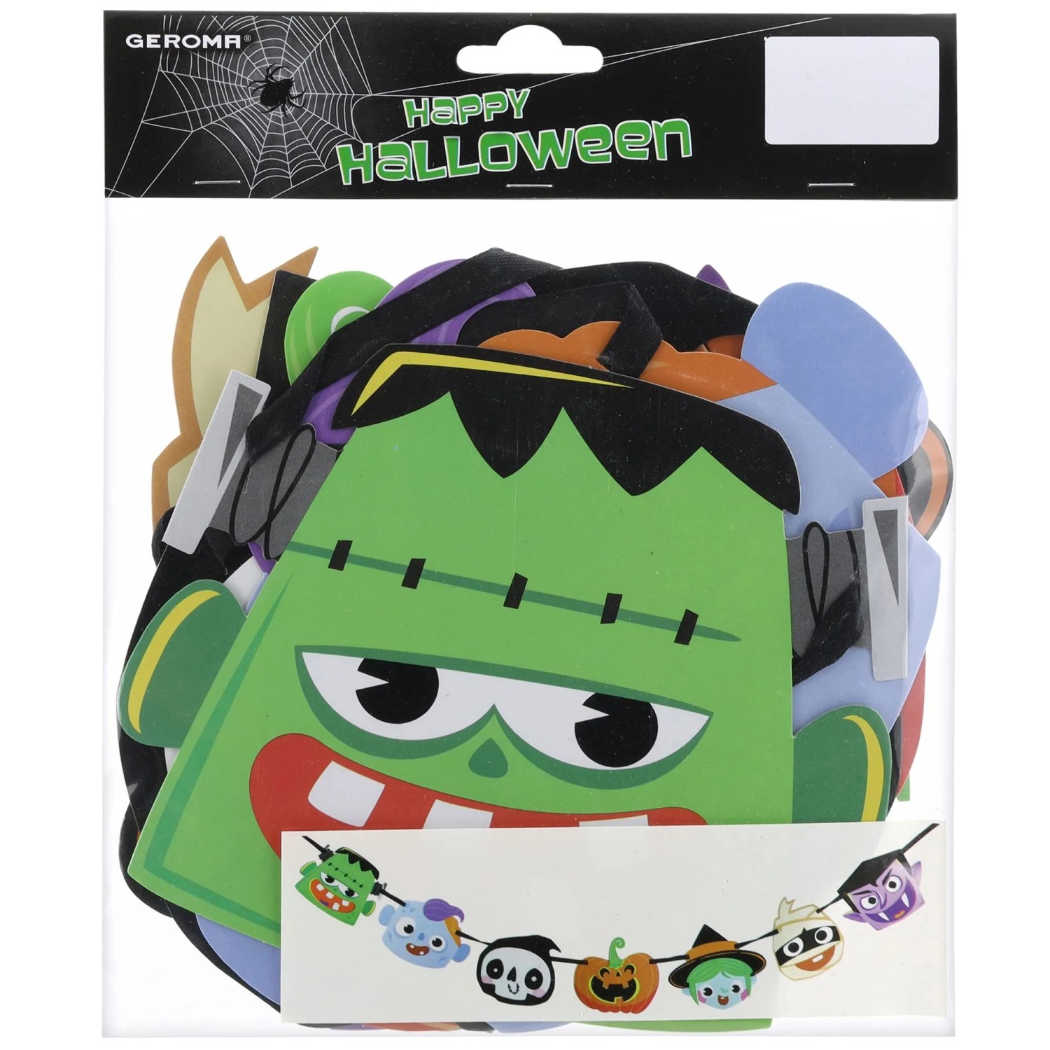 Papírová halloweenská girlanda, barevná, 150 cm