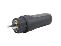 REV Gumová zástrčka s ochranným kontaktem, 250 V/16 A, IP44, černá
