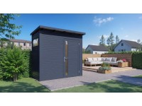 Bertilo Dřevěný domek na nářadí Pentus 1, antracitová, 234 x 115 cm Bertilo Dřevěný domek na nářadí Pentus 1, antracitová, 234 x 115 cm