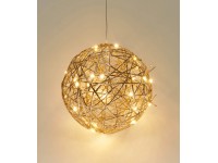 Kovová koule s LED osvětlením, zlatá, pr. 20 x 20 cm