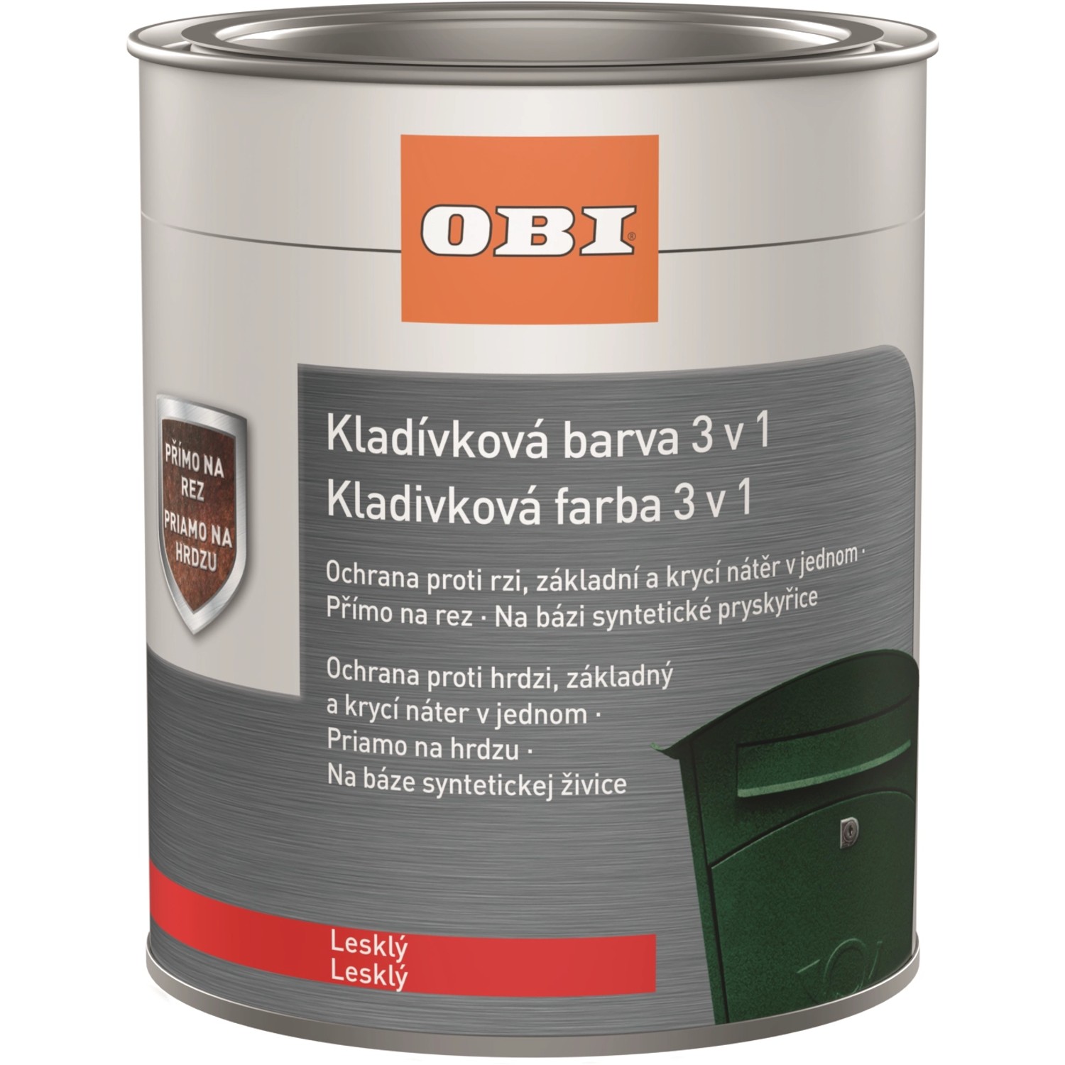 OBI Kladívková barva 3v1 lesklá černá 750 ml