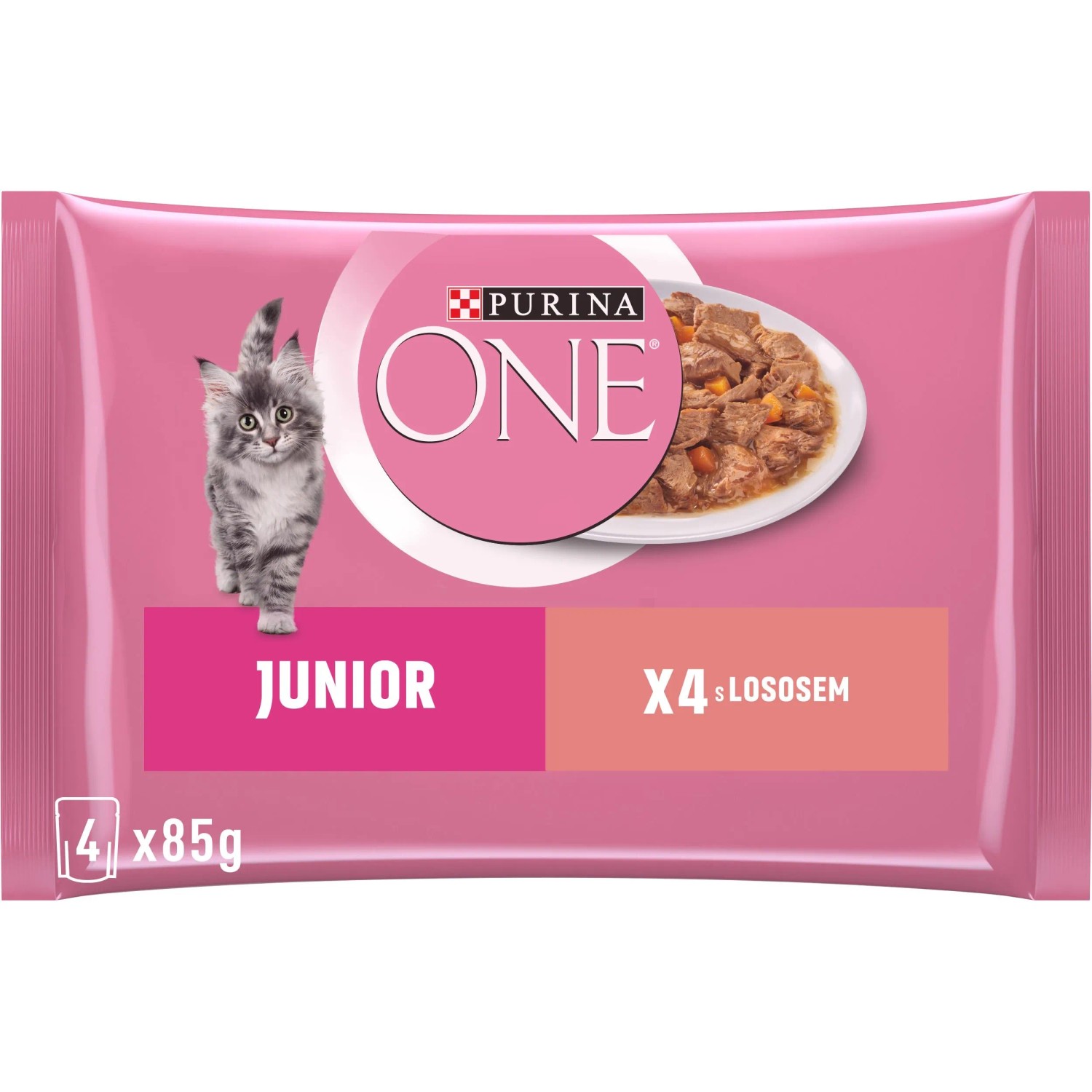 PURINA ONE Junior Kapsička pro koťata losos 4 x 85 g