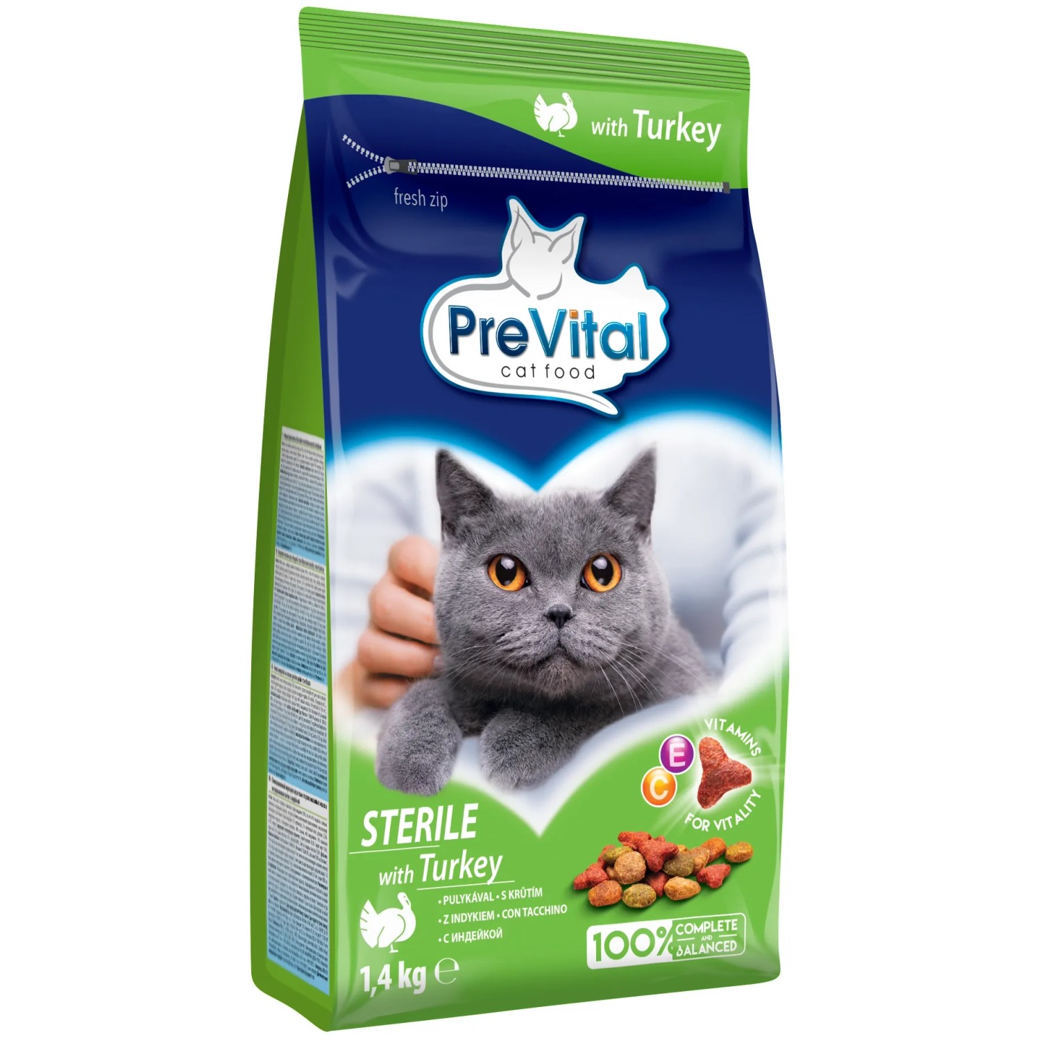 PreVital kočka sterile krůtí, granule 1,4 kg