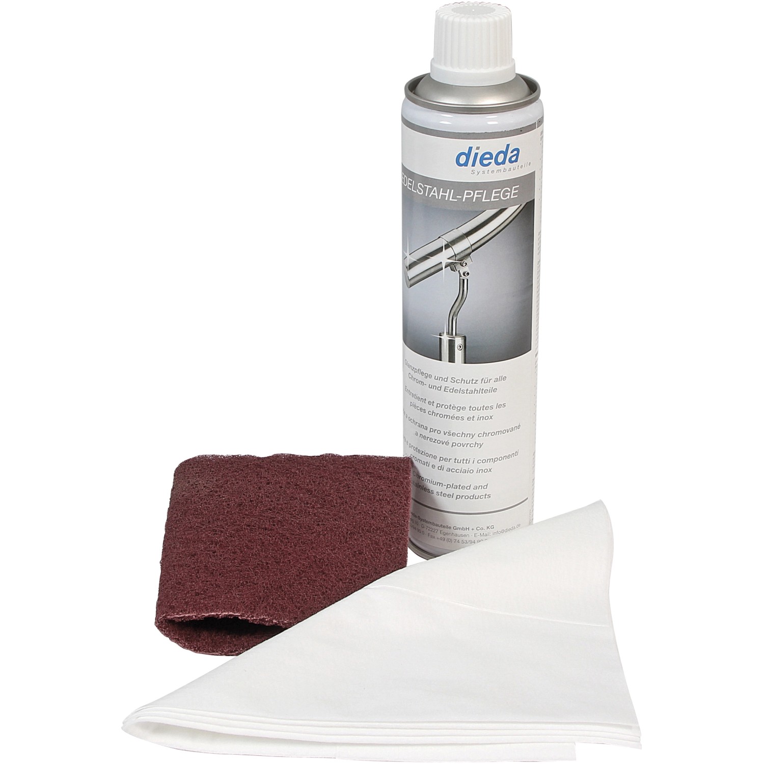 Pečující a čisticí sada na ušlechtilou ocel