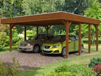 Skan Holz Přístřešek na auto Friesland EPDM, ořech, 557 x 555 cm