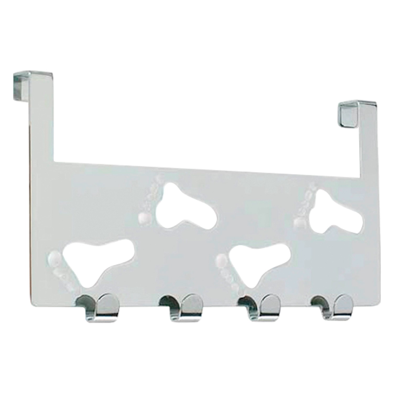 Háčková lišta na dveře kovová lesklá chromovaná 14 cm x 25,5 cm x 3,4 cm