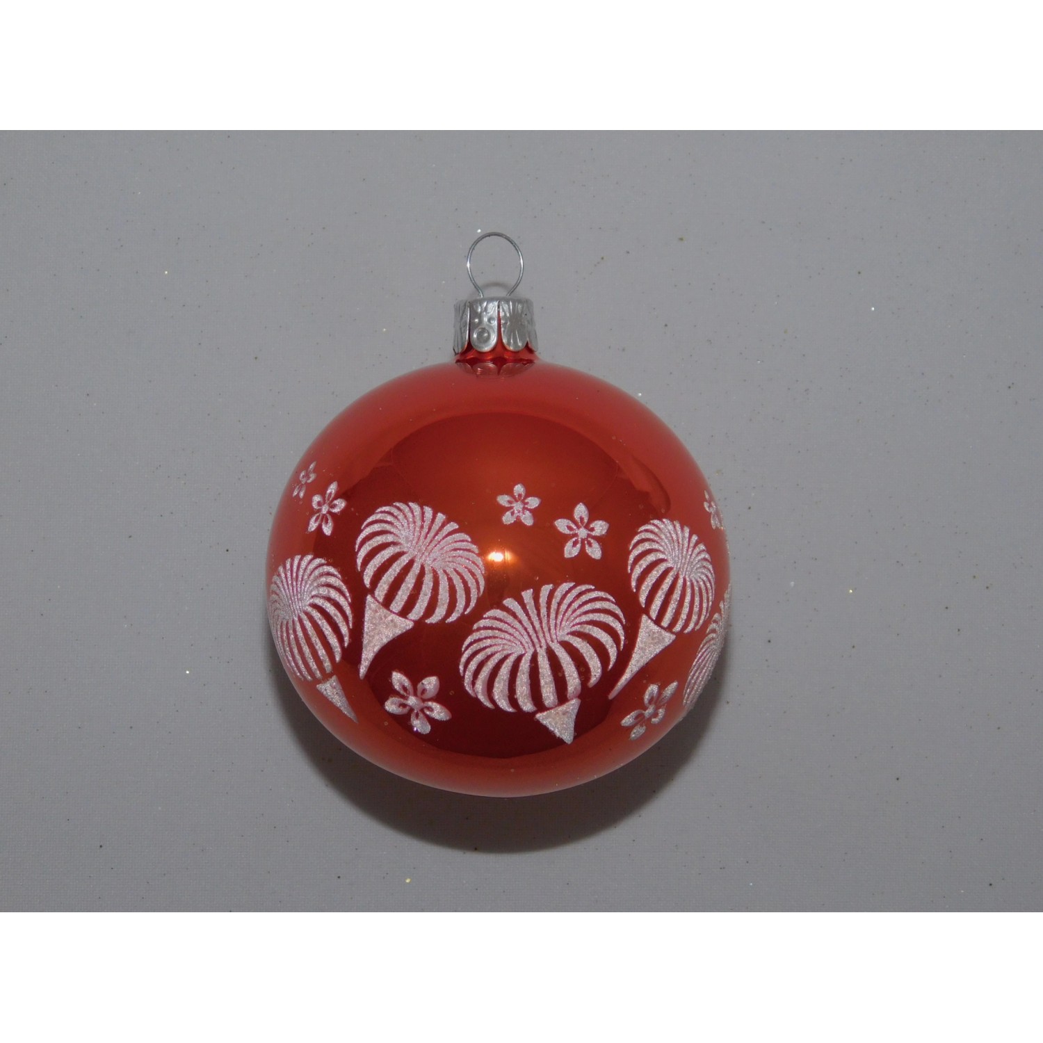 ONREX Vánoční ozdoba skleněná koule oranžová ornament pr. 7 cm