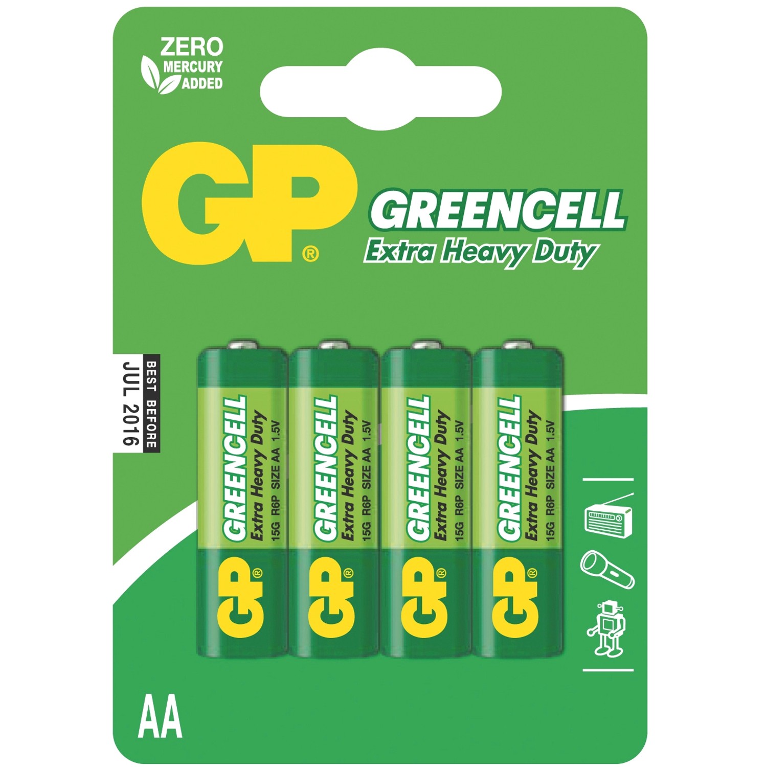 Zinková baterie GP Greencell AA (R6), 4 ks