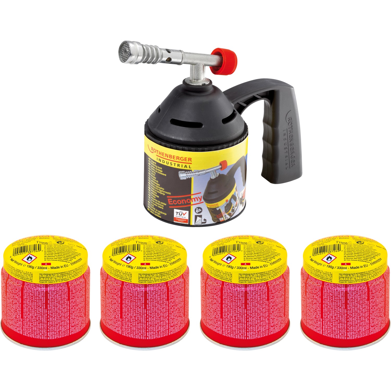 Rothenberger Opalovací sada RoFlame Economy Set (4x kartuše C200 Supergas)