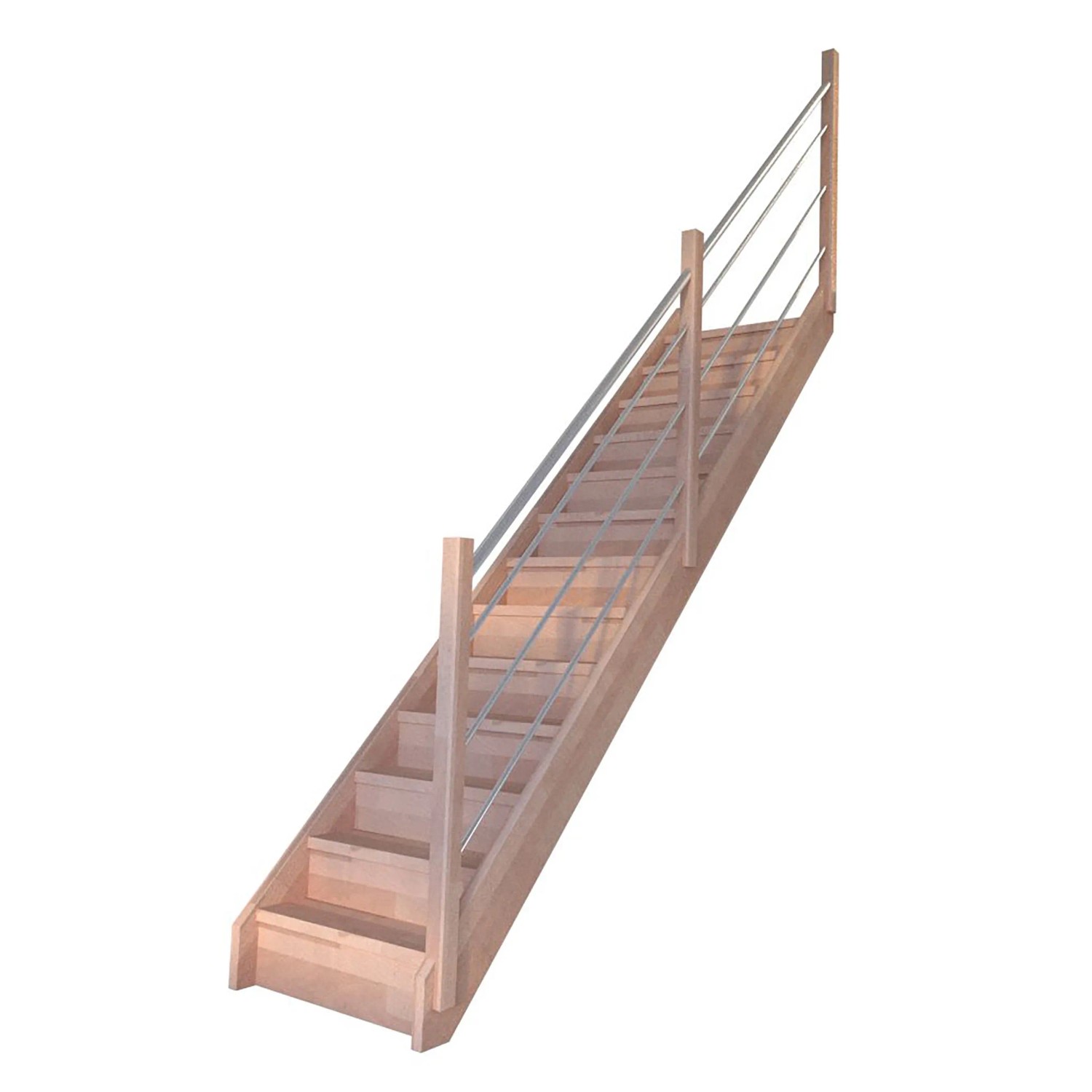 StarWood Schody Mykonos bukové rovné uzavřené dřev. nerez. zábradlí pravé