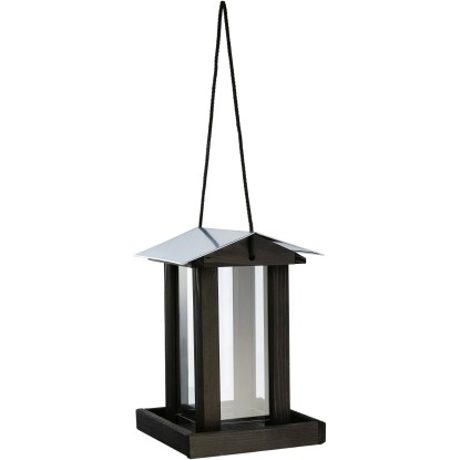 Krmítko pro ptáky plexisklo se zinkovou střechou černé
