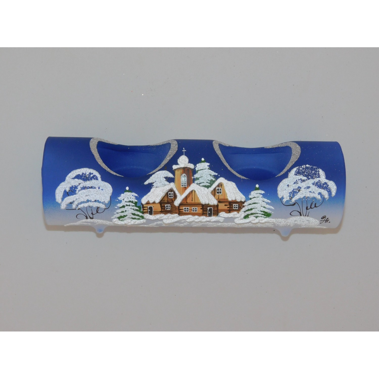 ONREX Skleněný vánoční svícen modrý pr. 60 x 90 cm