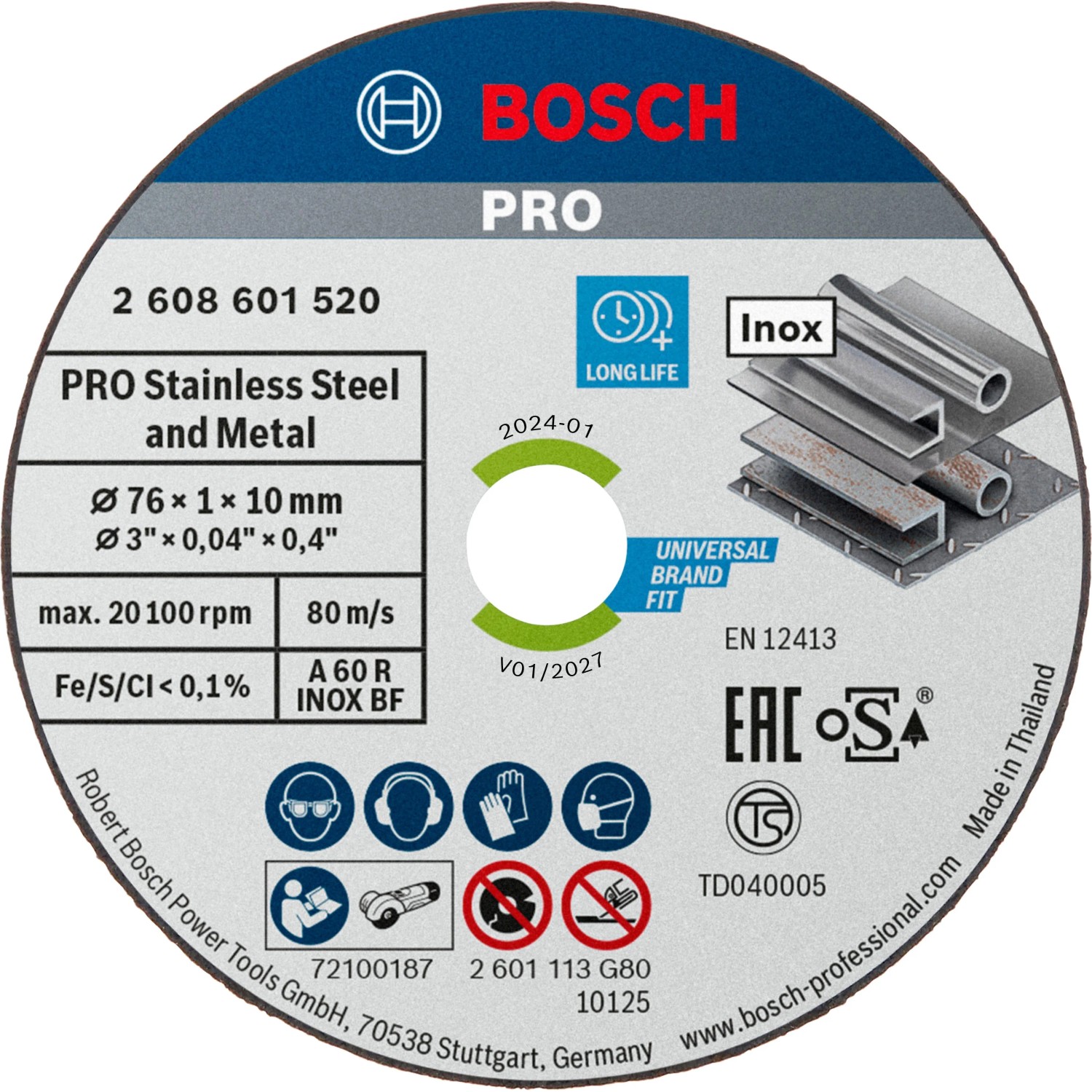 Kotouč řezný Bosch Expert for Inox 76×1 mm