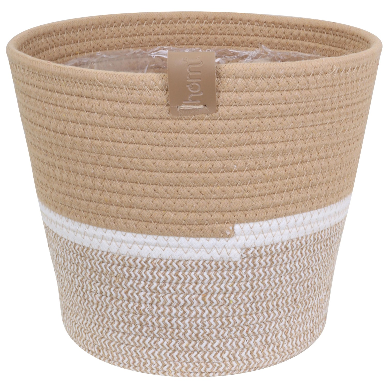 A.H.G. Květináč Homi z bavlny vč. PE sáčku přírodní/bílý pr. 18 x 15 cm