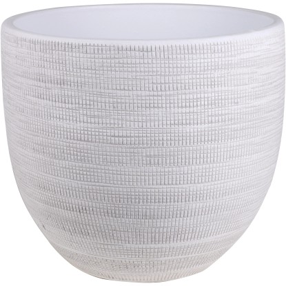 A.H.G. Keramický květináč Duoro bílo-šedý matný pr. 16 x 14 cm