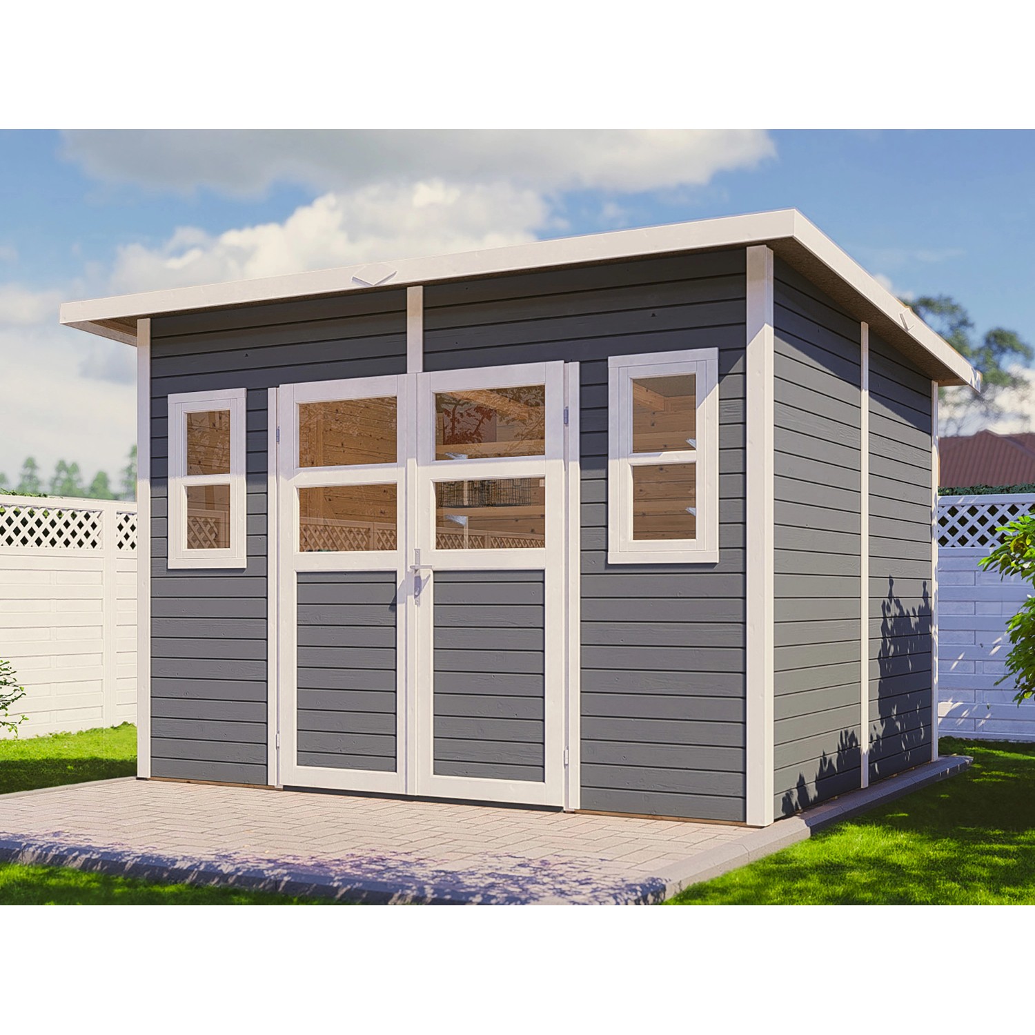 Bertilo Dřevěný zahradní domek Felix 4, šedá, 293 x 244 cm
