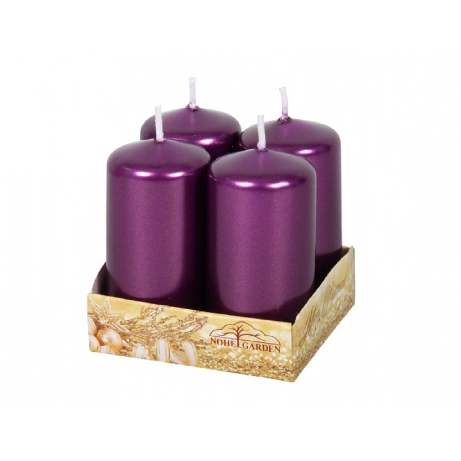 Adventní svíčka, metalická lesklá tmavě fialová, pr. 4 x 8 cm, 4 ks