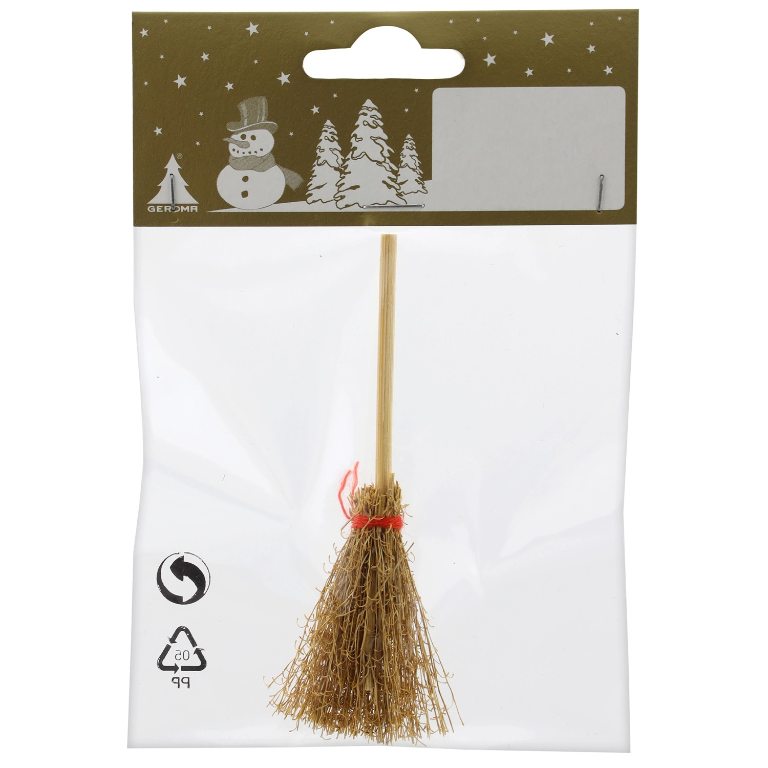 GEROMA Vánoční dekorace koště dřevo přírodní pr. 2 x 9,5 cm