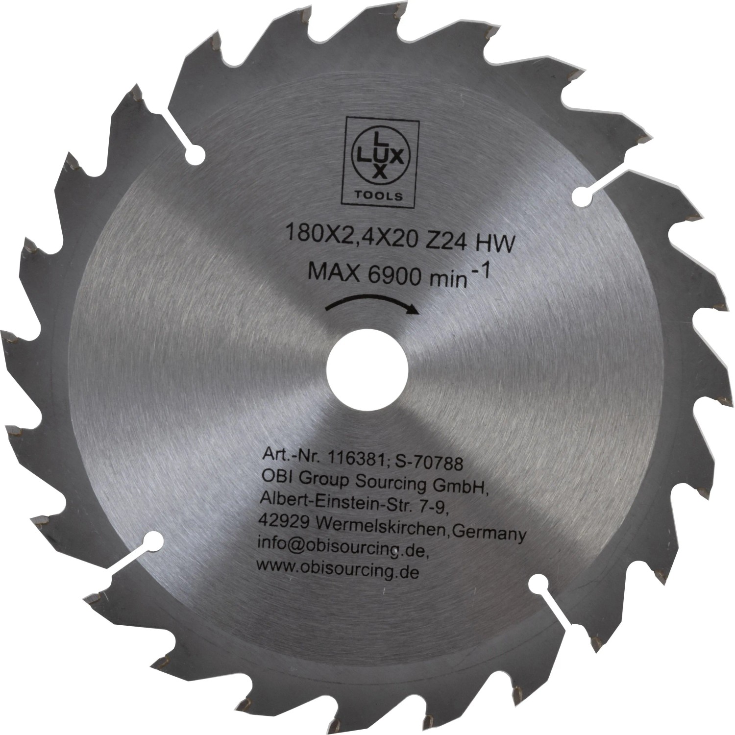 Levně LUX-TOOLS Pilový kotouč z tvrdokovu do dřeva, 24 zubů, pr. 180 x 20 mm