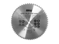Magg Pilový kotouč 600 x 4,2 x 30 mm / 60 zubů střídavě šikmé Magg Pilový kotouč 600 x 4,2 x 30 mm / 60 zubů střídavě šikmé