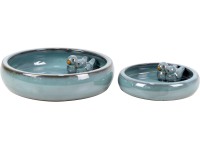 Pítko pro ptáky keramické zelené glazované 24 x 5,5 cm