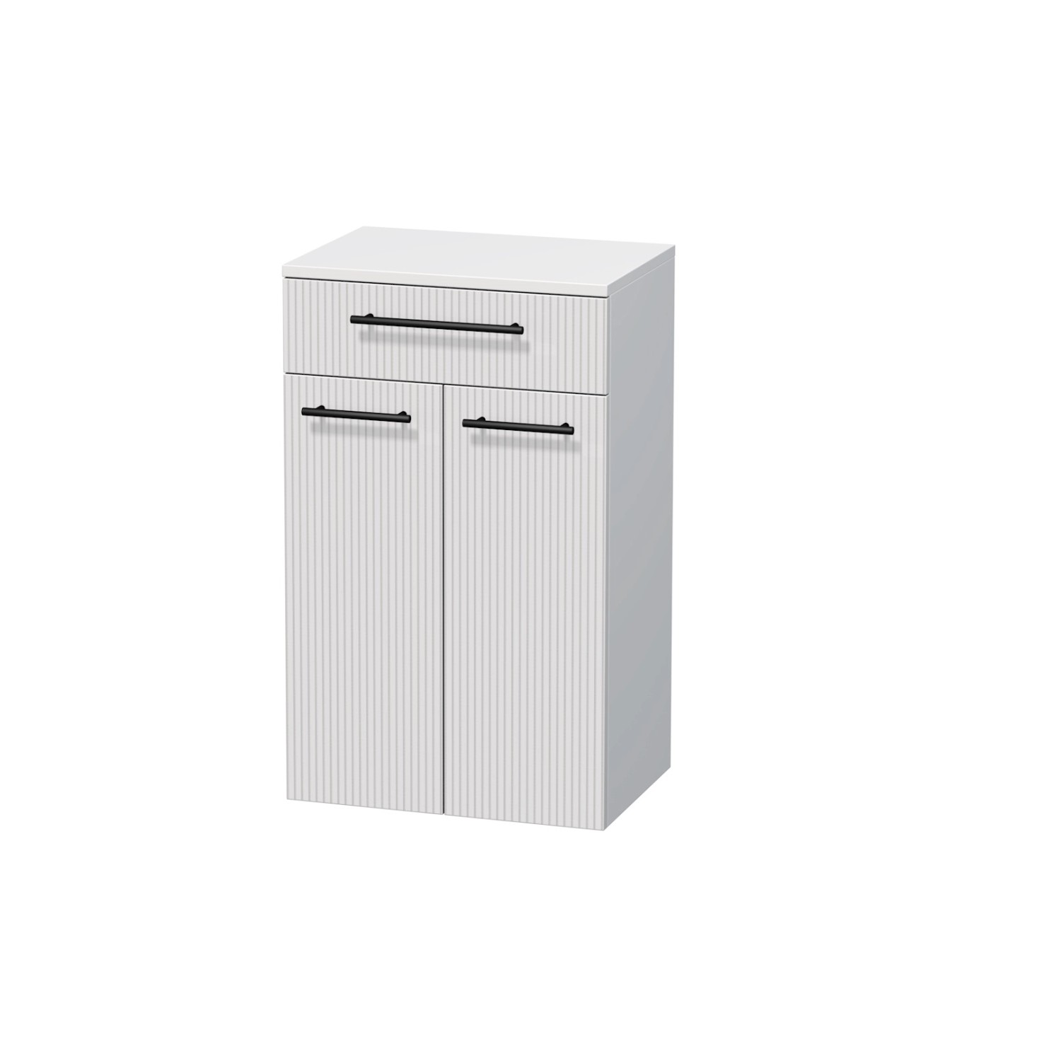 INTEDOOR Nízká skříň BEE, úchyt černý, 1zásuvka, 2dveře, š.50cm, bílá 3D pruhy