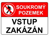 Tabulka Soukromý pozemek 200 mm x 150 mm