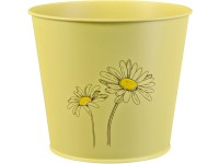 Květináč na bylinky lakovaný s potiskem, žlutý, zinkový, 16 x 18,5 cm