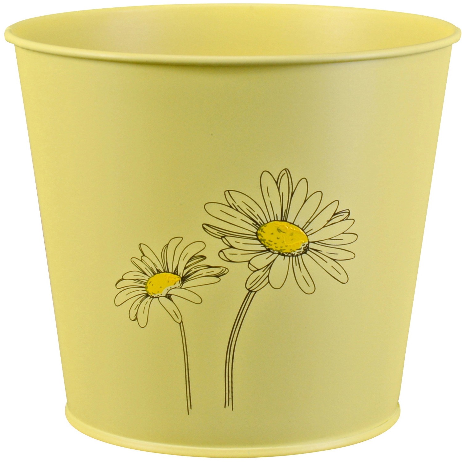 Květináč na bylinky lakovaný s potiskem, žlutý, zinkový, 16 x 18,5 cm