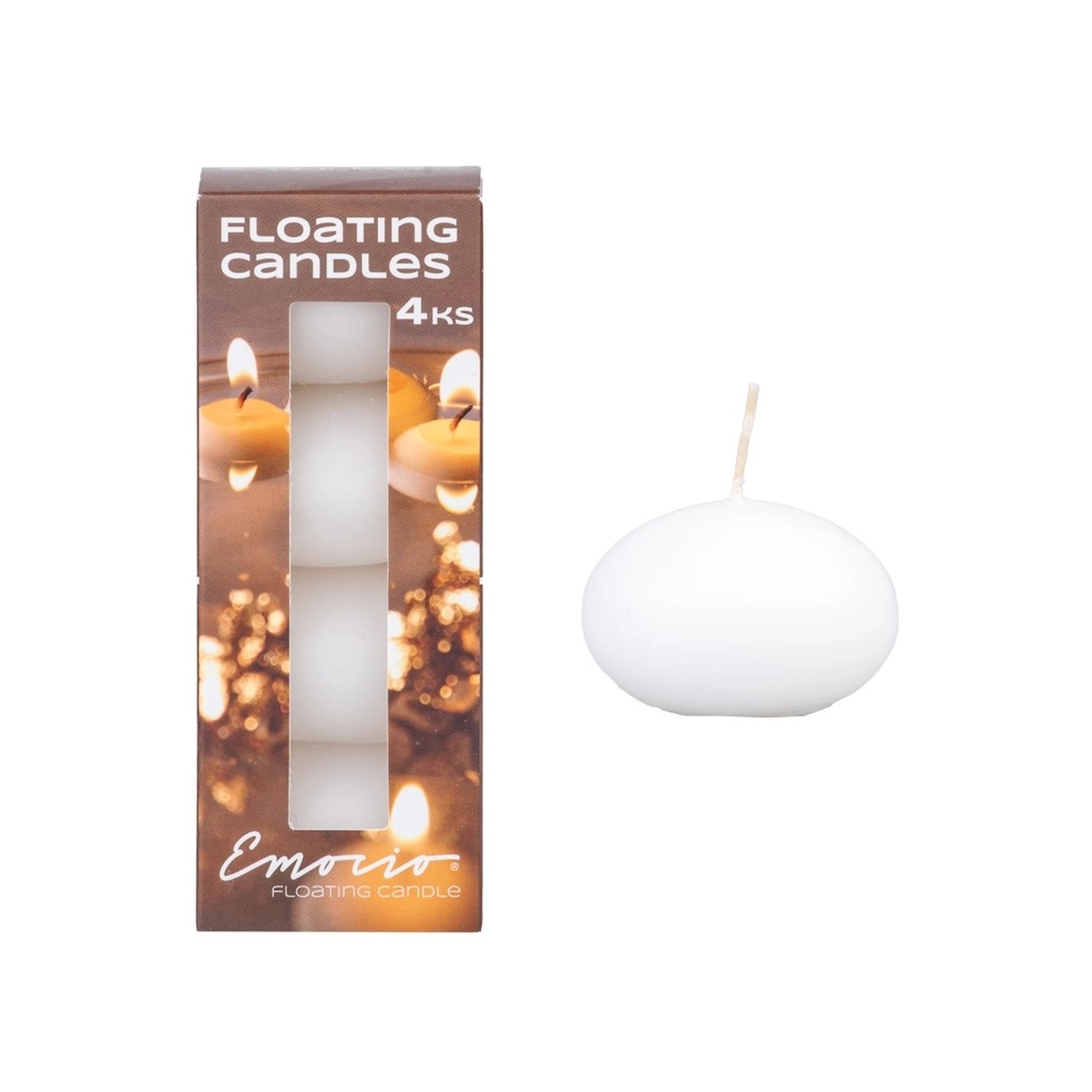 Emocio Plovoucí svíčka, bílá, 4 ks