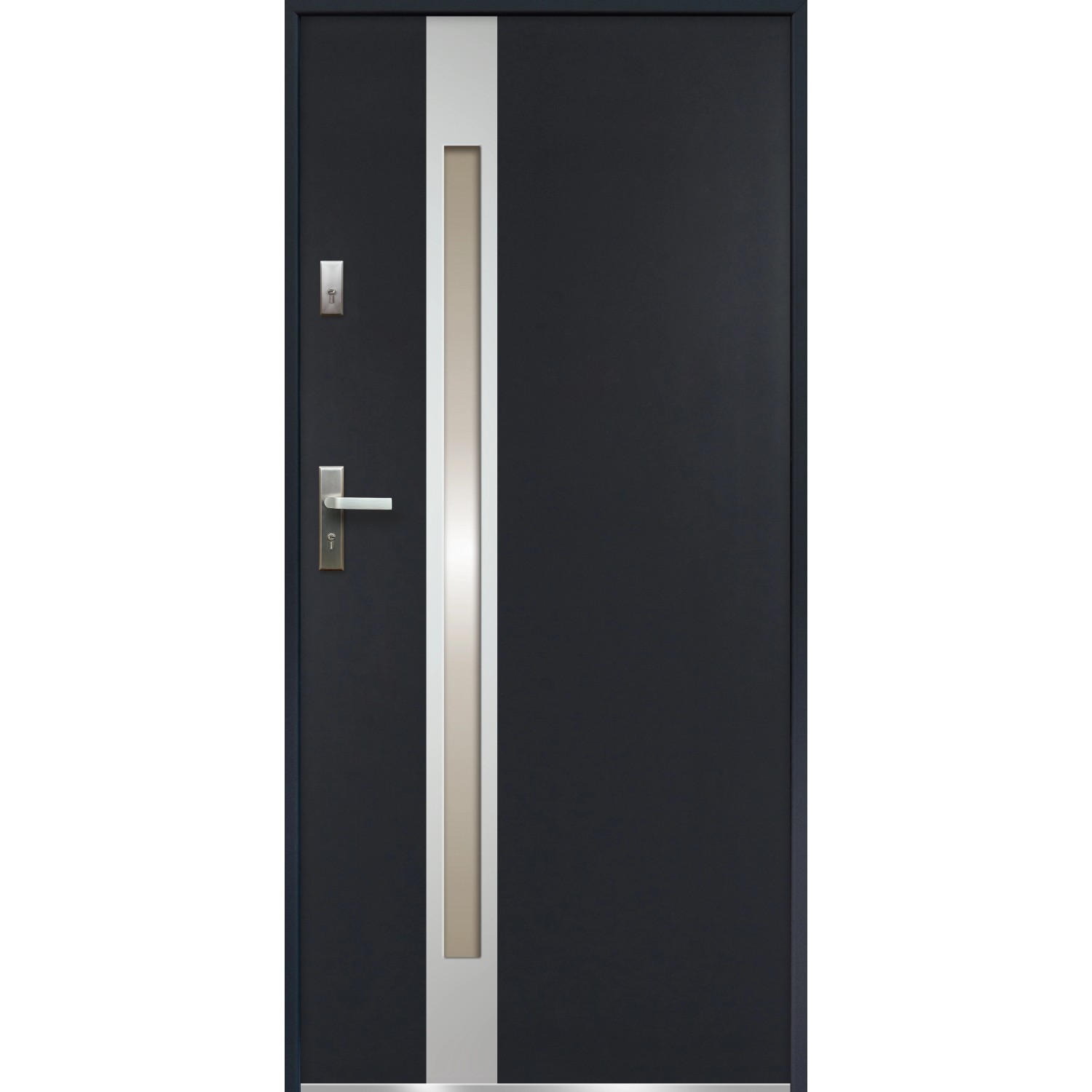 O.K. DOORS Ocelové vchodové dveře TEMIDAS INOX P55 antracitové 90 P