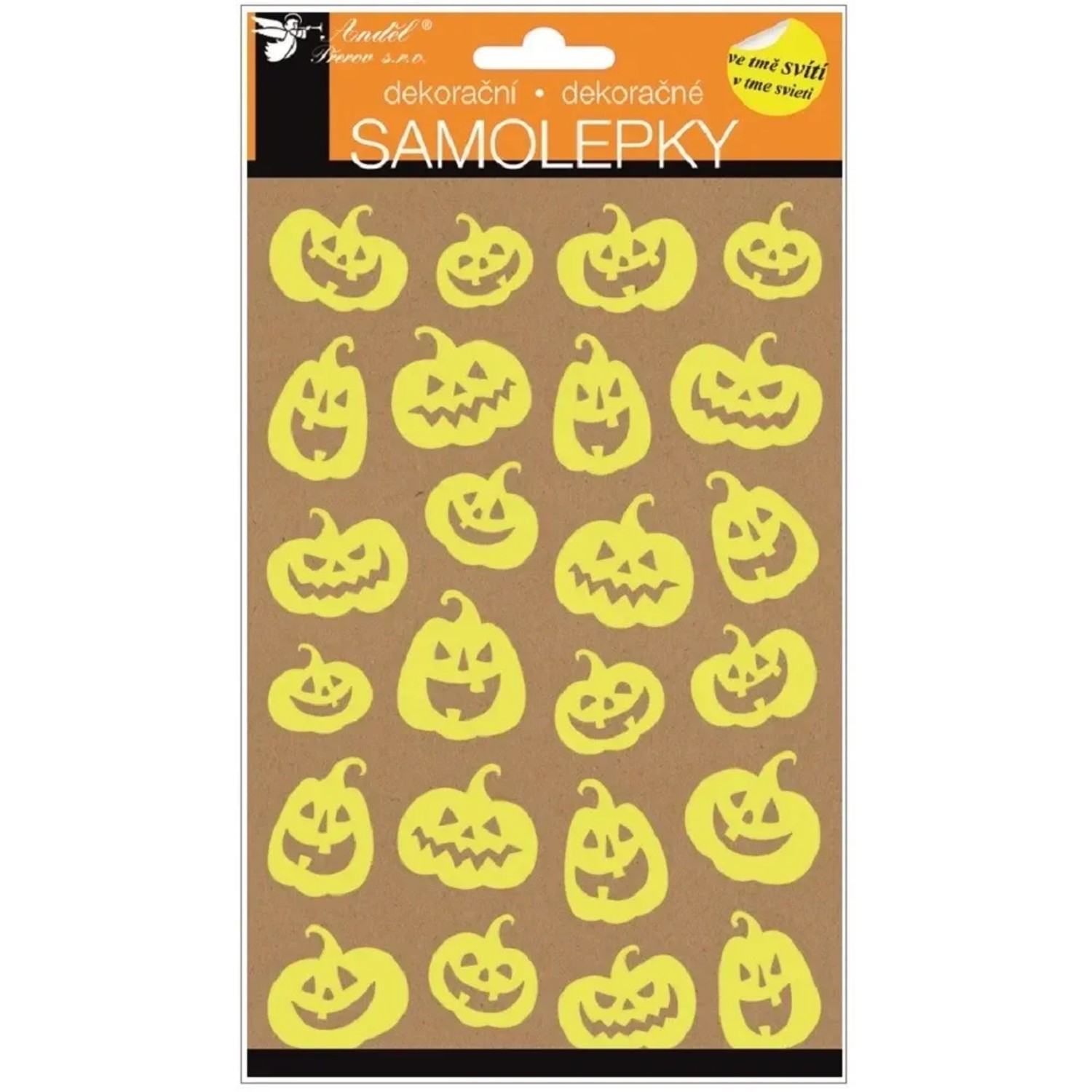 Anděl Přerov Samolepky svítící ve tmě, rozesmáté dýně 14 x 25 cm