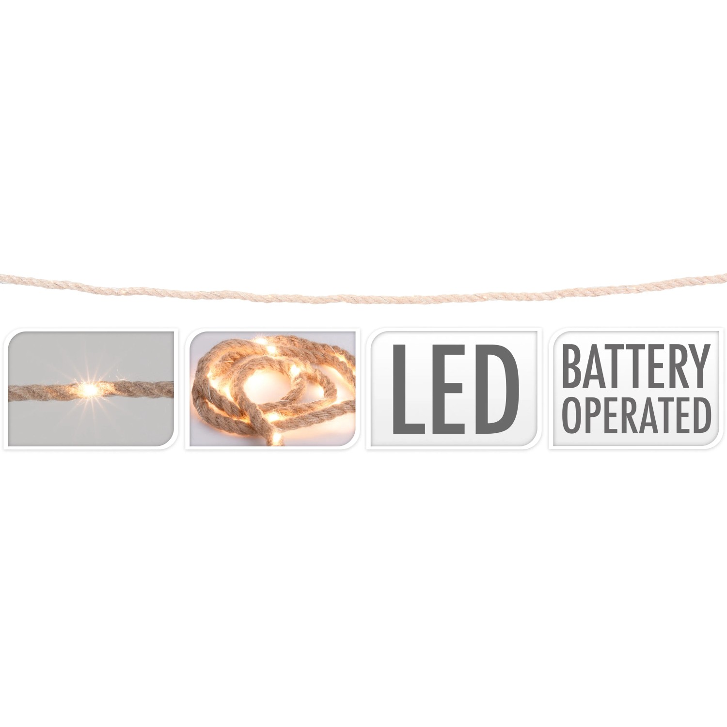 LED světelný řetěz v podobě provazu 15 LED teplé bílé barvy 150 cm