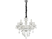 GLOBO Lustr TEEJAY, 6x E14, bílý/chrom, pr. 61 x 150 cm