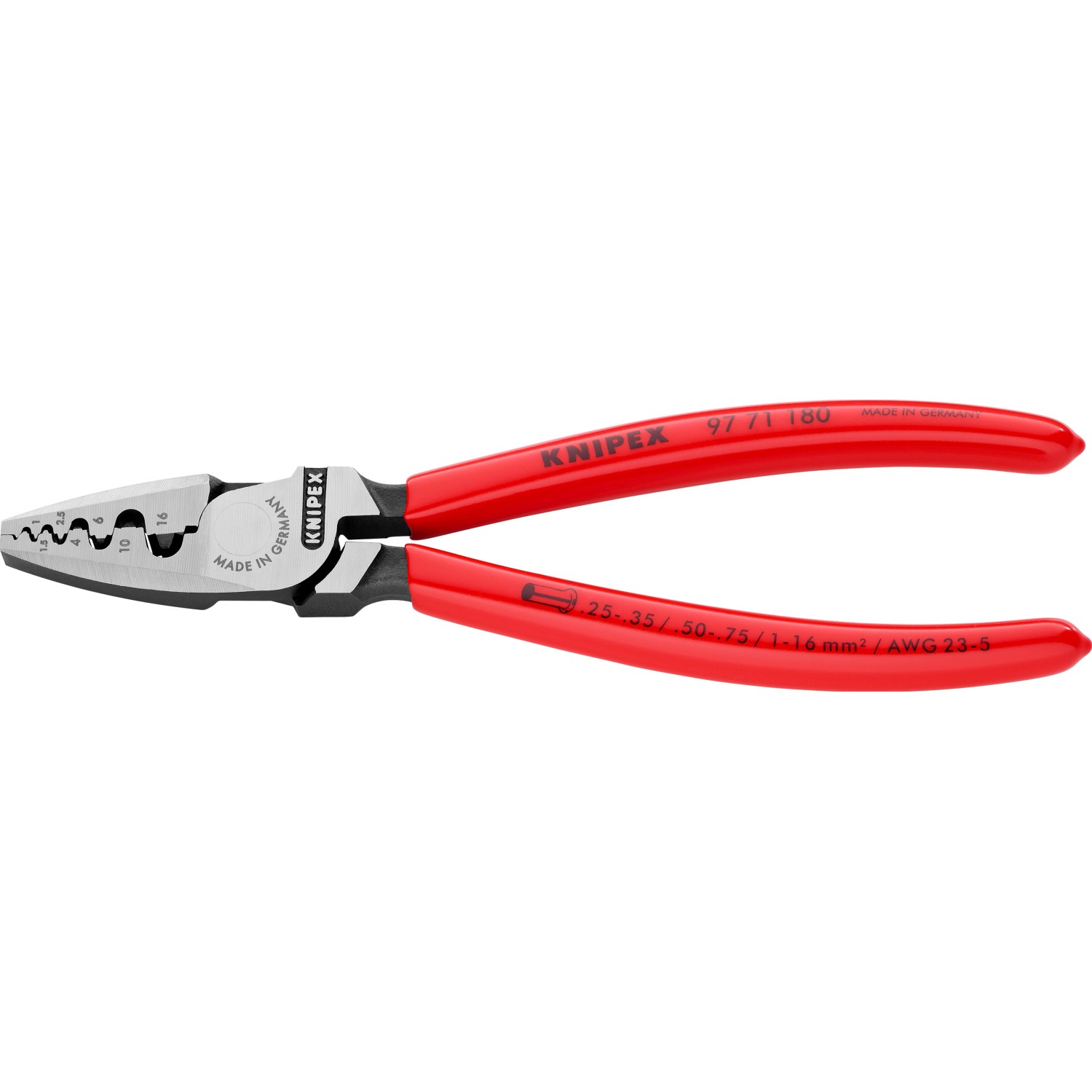 Knipex Lisovací kleště na koncové dutinky, potažené plastem, 180 mm