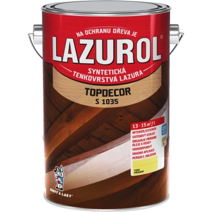 Konzerva lazury na dřevo Lazuról Topdecor S 1035 pro interiéry a exteriéry.