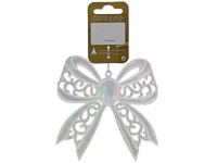 GEROMA Vánoční ozdoba mašle plast perlová bílá 11 x 11 cm