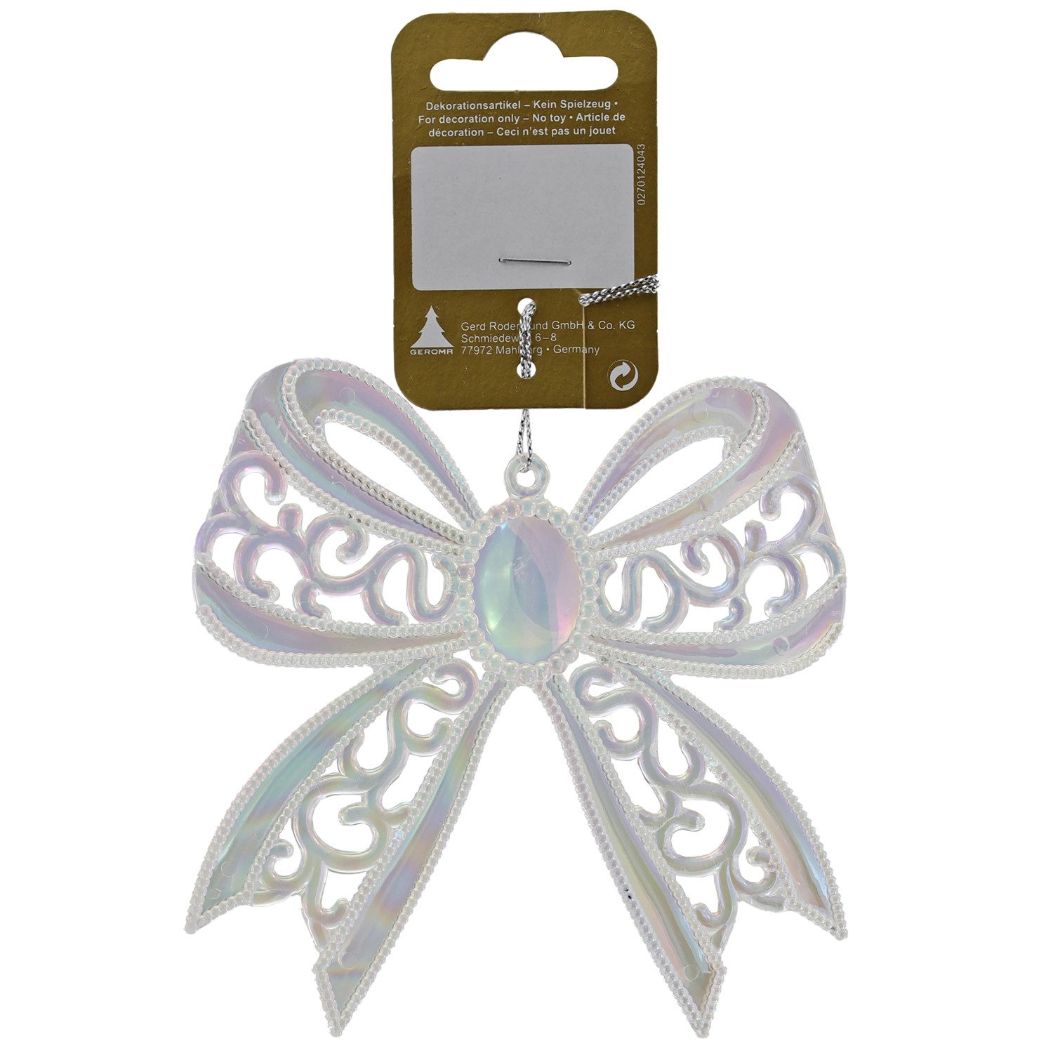 GEROMA Vánoční ozdoba mašle plast perlová bílá 11 x 11 cm