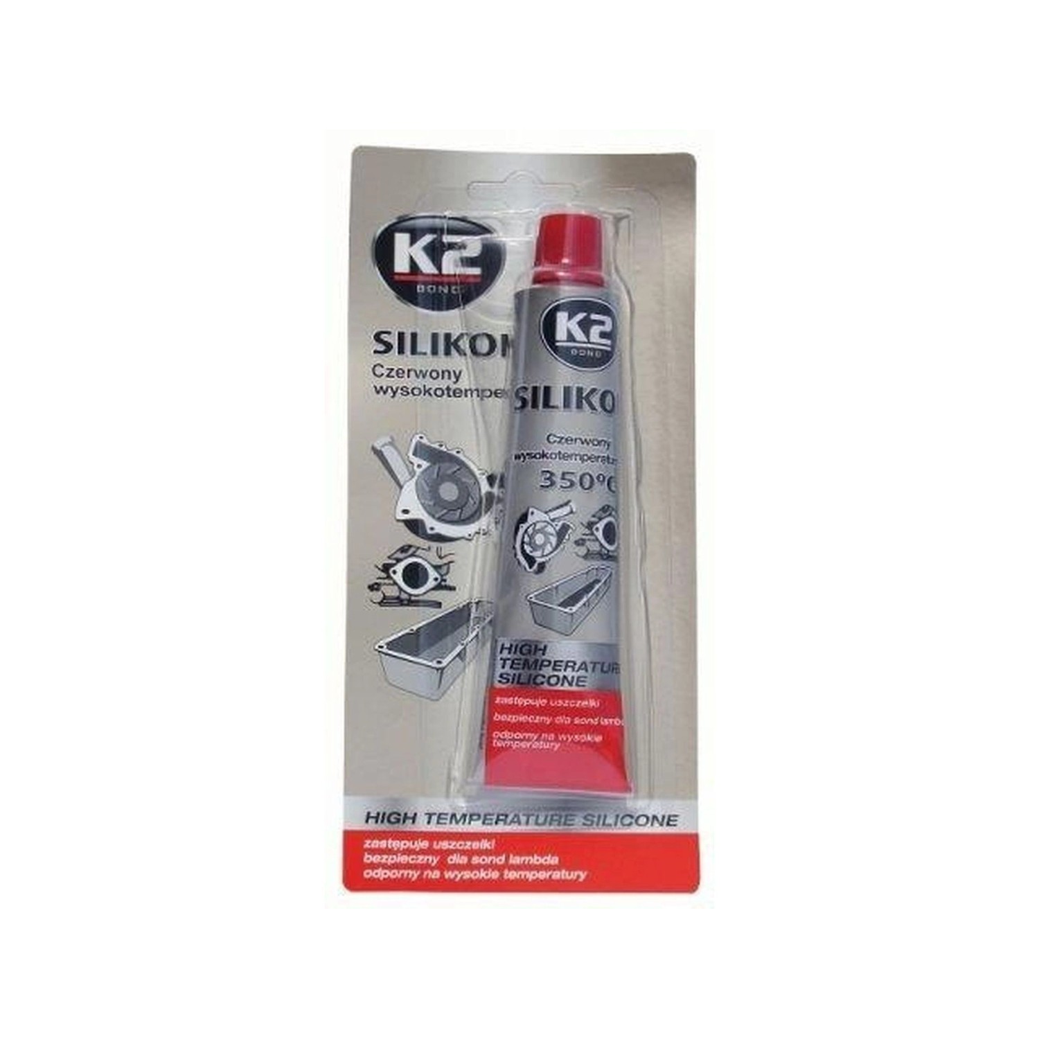 K2 Silikon pro utěsnění části motoru - červený 85g