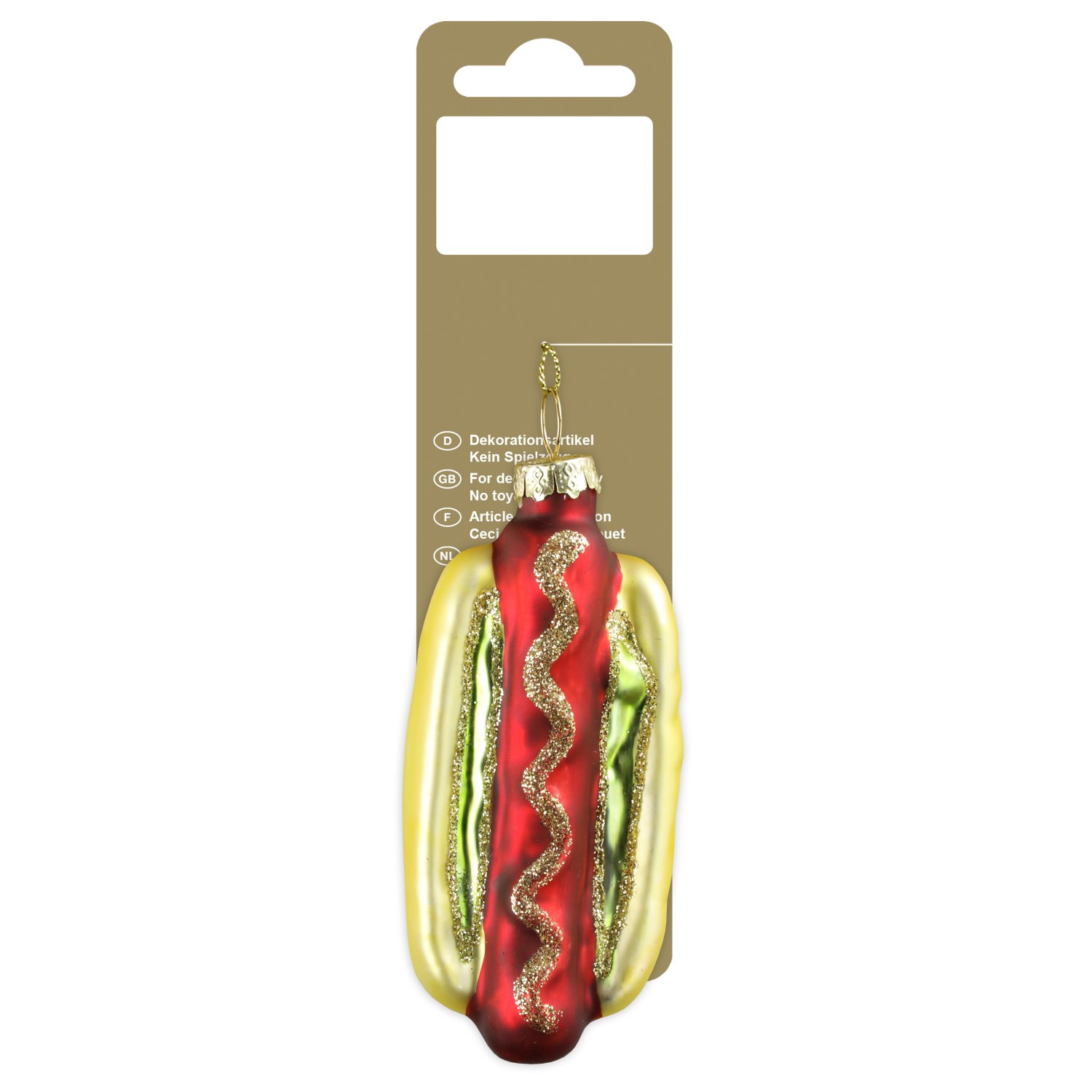 GEROMA Skleněná vánoční ozdoba hotdog 9,7 cm, 1 ks