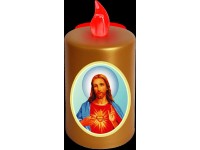 EURAKLES LED svíčka zlatá s dekorem/červený plamínek 100 x 50 mm, 1 ks