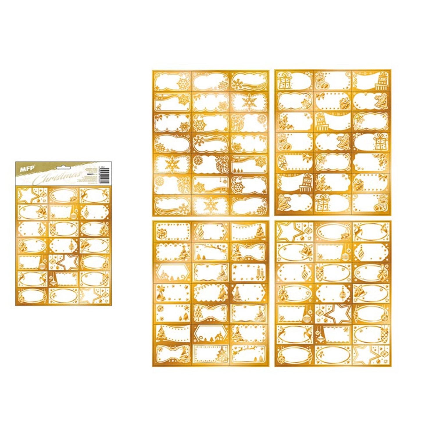 Vánoční samolepky na dárky zlaté