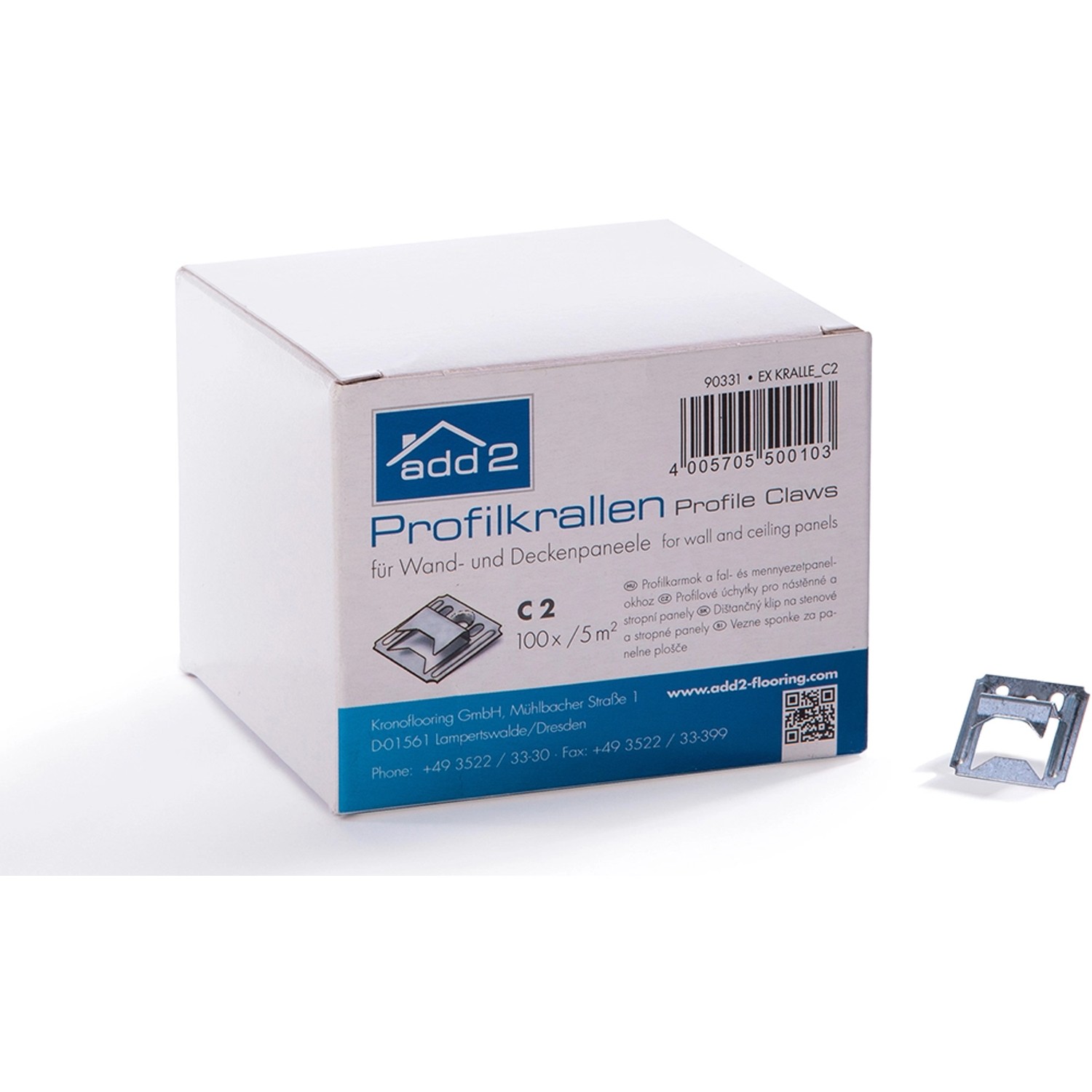 Profilové příchytky 2 mm pro nástěnné a stropní panely, 100 ks