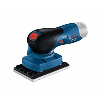 Akumulátorová vibrační bruska Bosch Professional GSS 12V-123, modro-černá, s brusnou deskou.