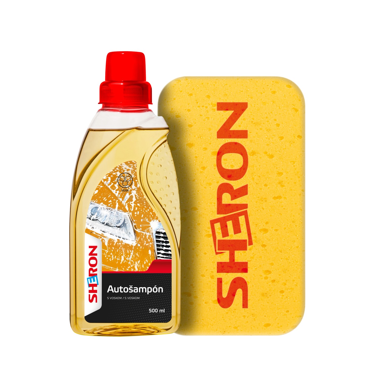 SHERON Autošampón s voskem a houbou, 500 ml